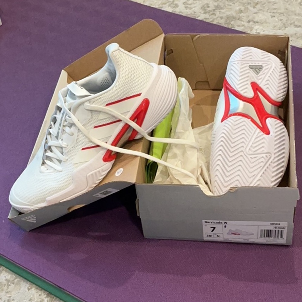 Adidas White and Red Athletic Shoes